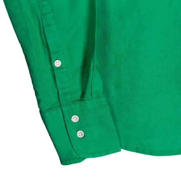J. Crew Women's Shirt Button Up Green Linen Cotton Blouse Preppy Perfect Top 4 - Picture 8 of 8